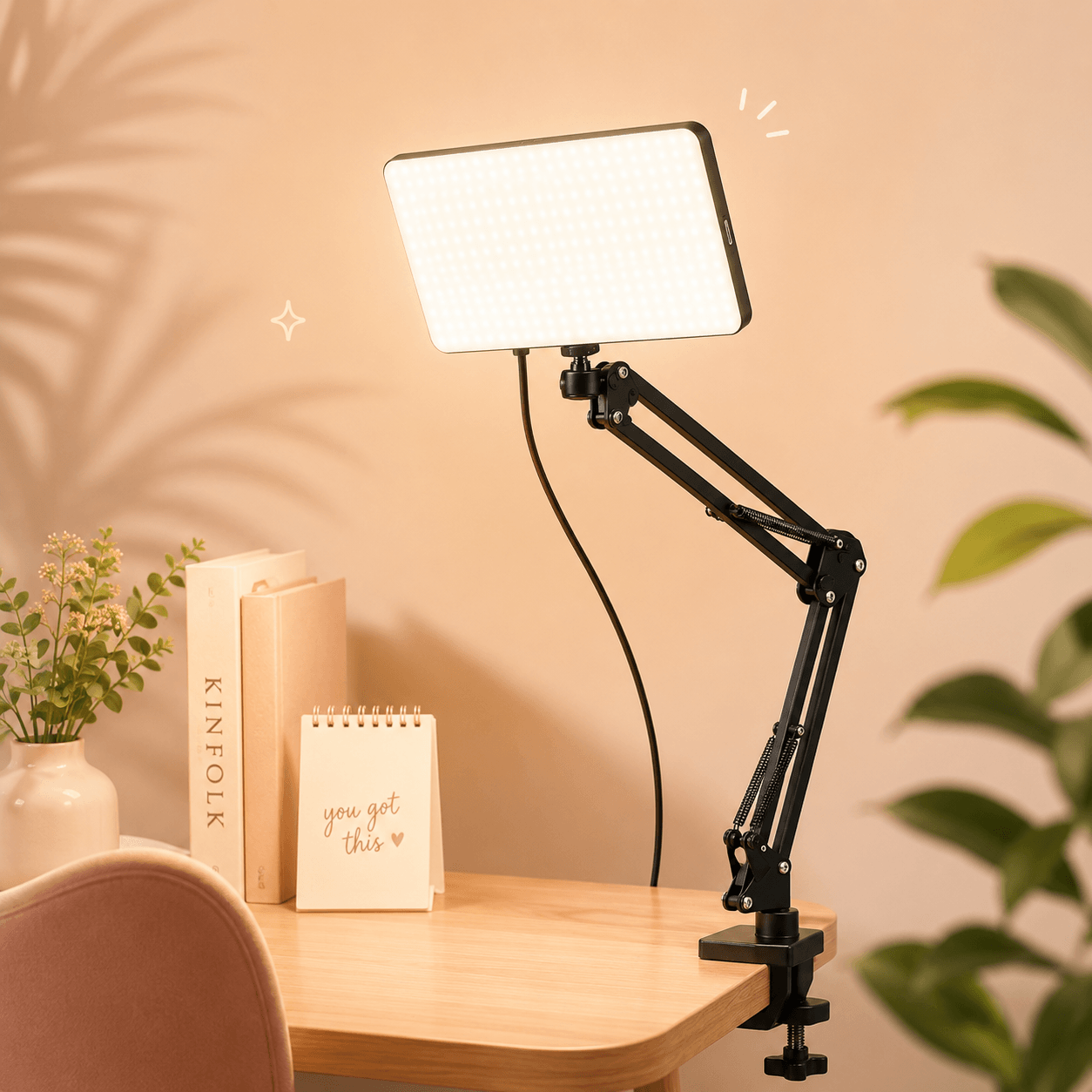 GimbalEra LumiPanel Clamp Mount Light warm ambient workspace setup