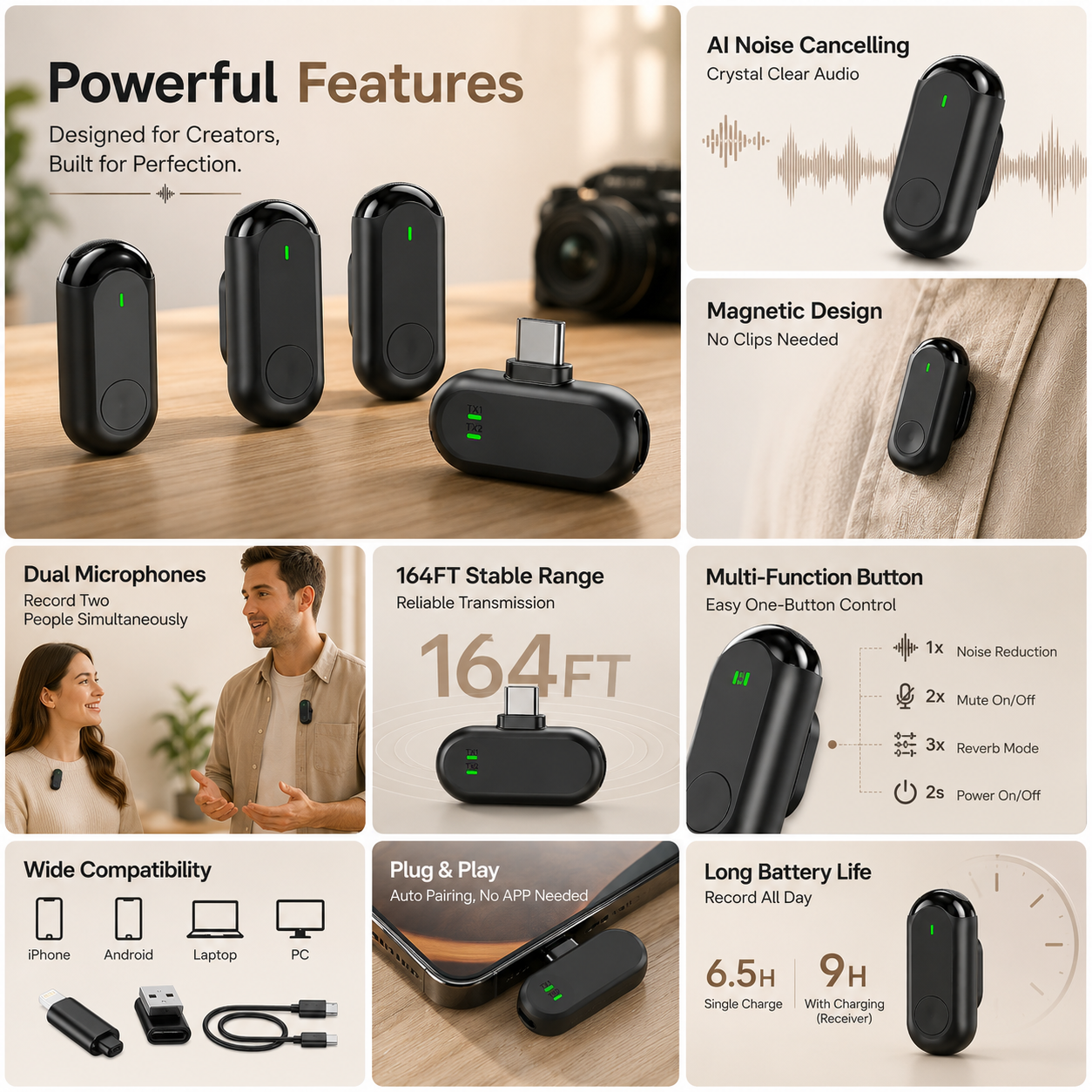 GimbalEra DualSync Wireless Lavalier Mic accessories and compatibility overview