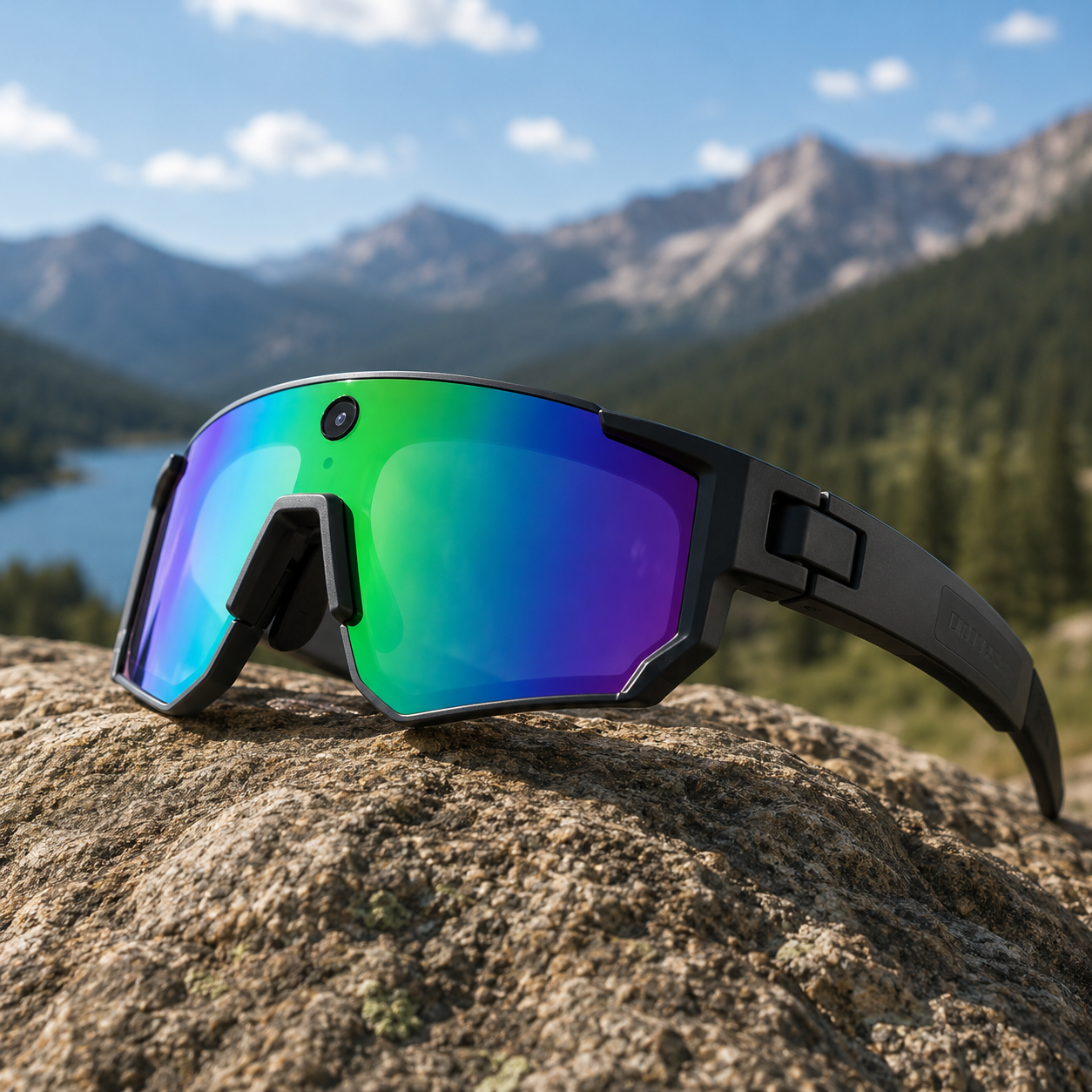 GimbalEra VisionSync AI Sports Glasses Black Green And Silver Variation