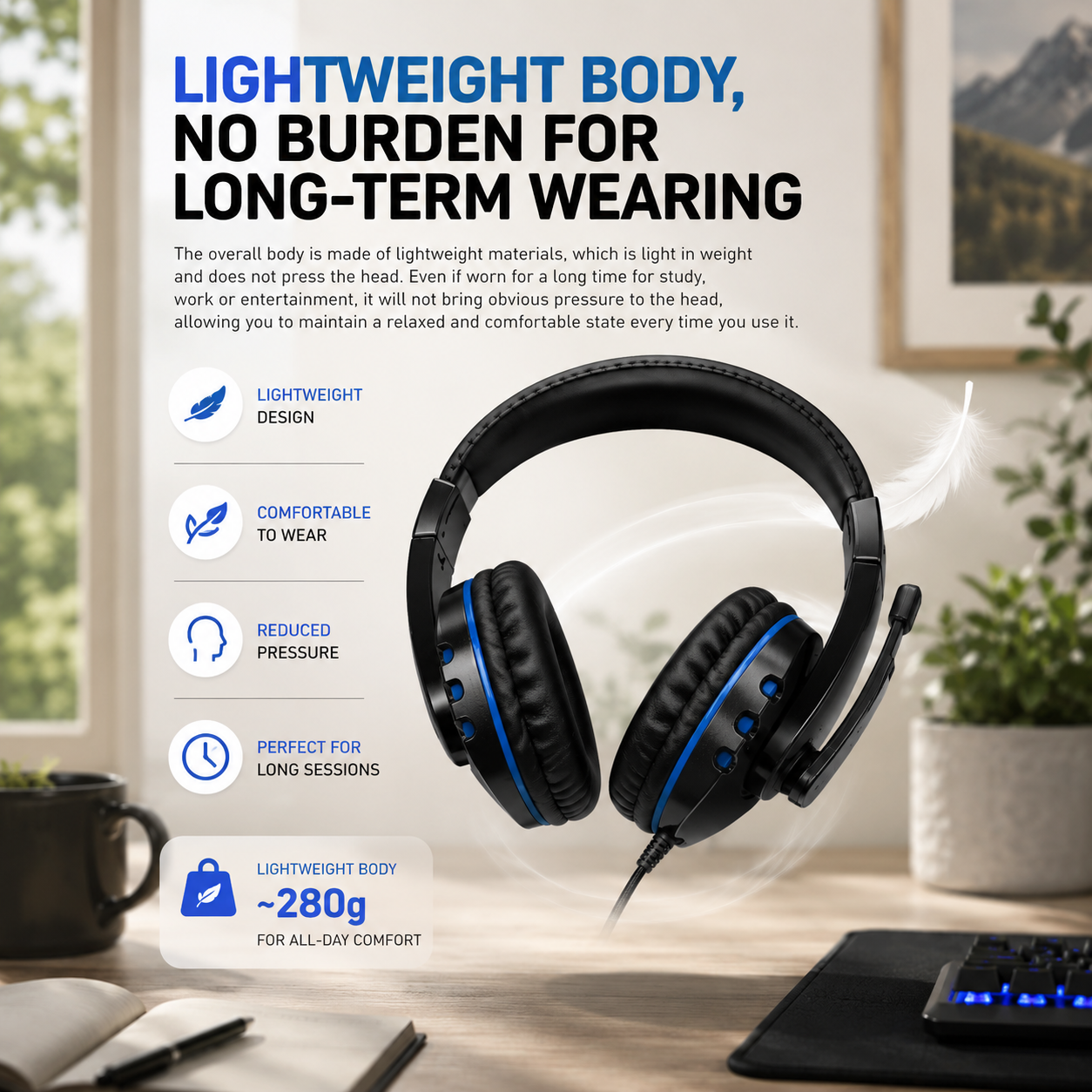GimbalEra GX7260 Gaming Headset Lightweight Design