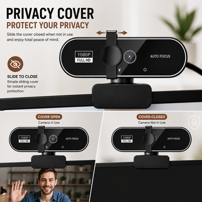 GimbalEra StreamCam Focus 1080P Webcam privacy cover and adjustable angle overview