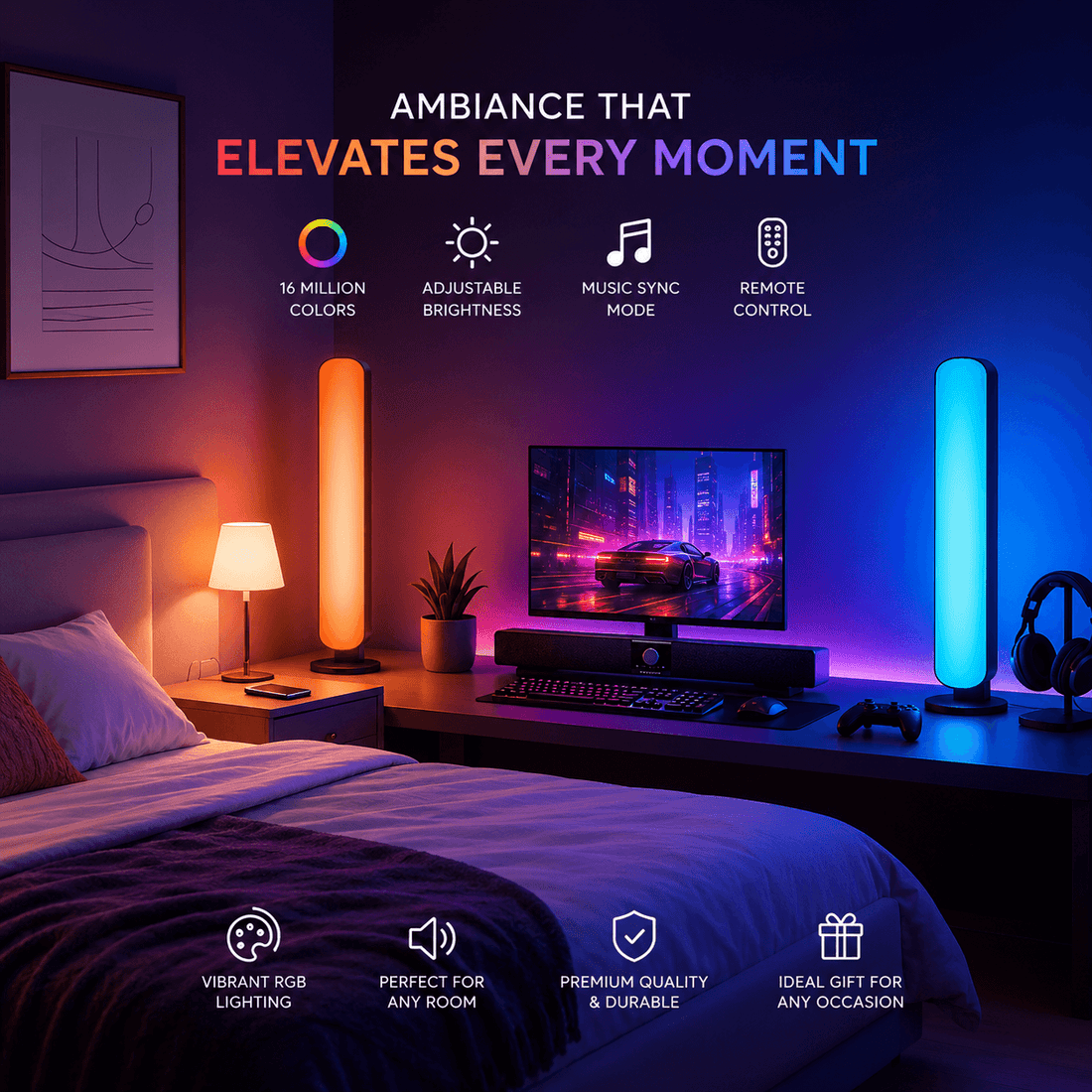 GimbalEra RhythmGlow RGB Light Bars ambient desk lighting showcase