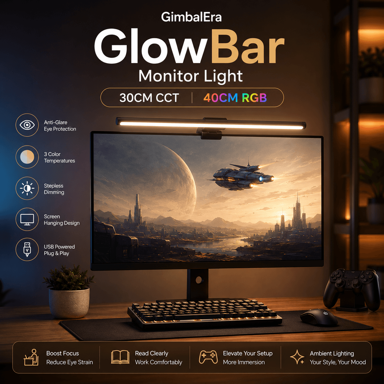 GimbalEra GlowBar Monitor Light ambient desk setup cover photo