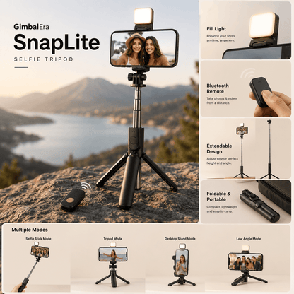 GimbalEra SnapLite Selfie Tripod Features &amp; Accessories
