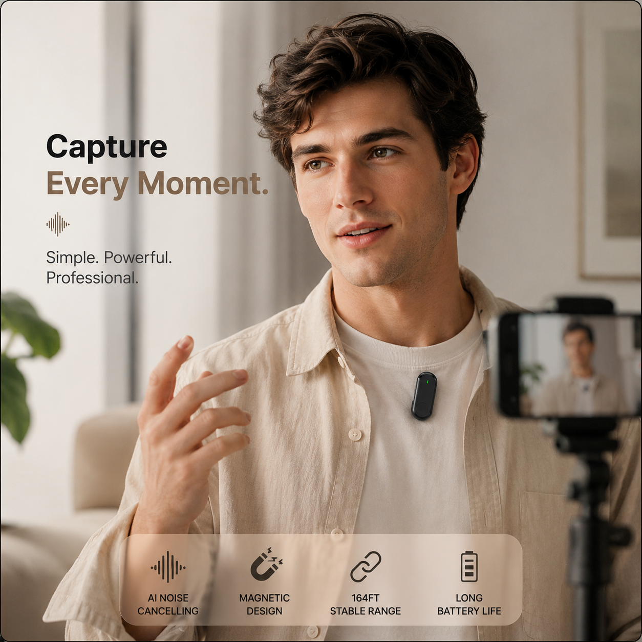 GimbalEra DualSync Wireless Lavalier Mic hands-free recording lifestyle showcase