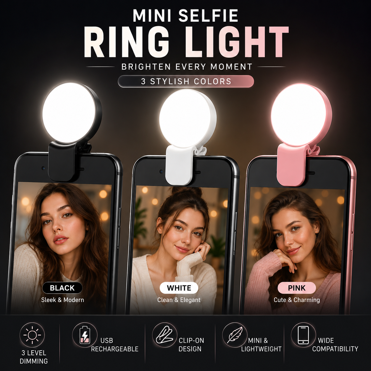 GimbalEra GlowClip Mini Selfie Light Colors Variations