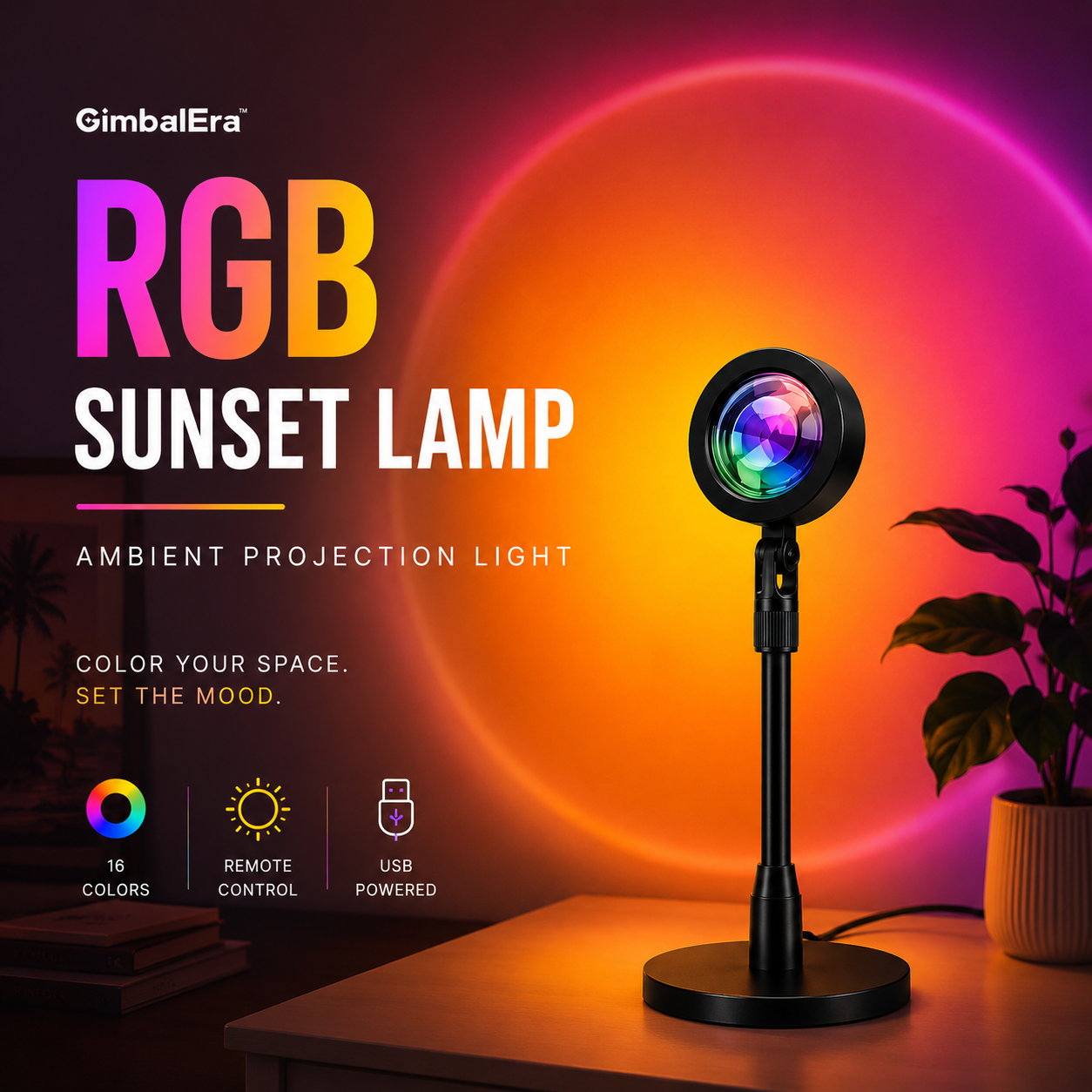 GimbalEra RGB Sunset Lamp ambient projection light cover photo