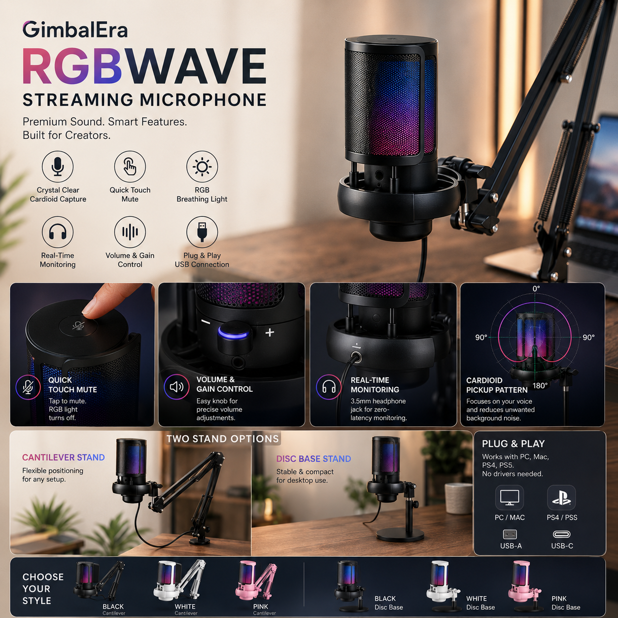 GimbalEra RGBWave Streaming Microphone Setup &amp; RGB Features