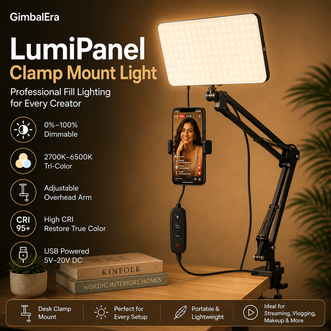 GimbalEra LumiPanel Clamp Mount Light creator desk lighting cover photo