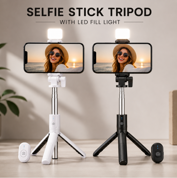 GimbalEra LumiStick Pro Selfie Tripod black and white variation showcase